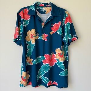 Chubbies Blue and Red‎ Polo Shirt with Vibrant Floral Design